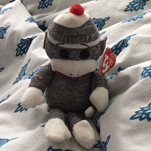 Gray Sock Monkey Beanie Baby NWT